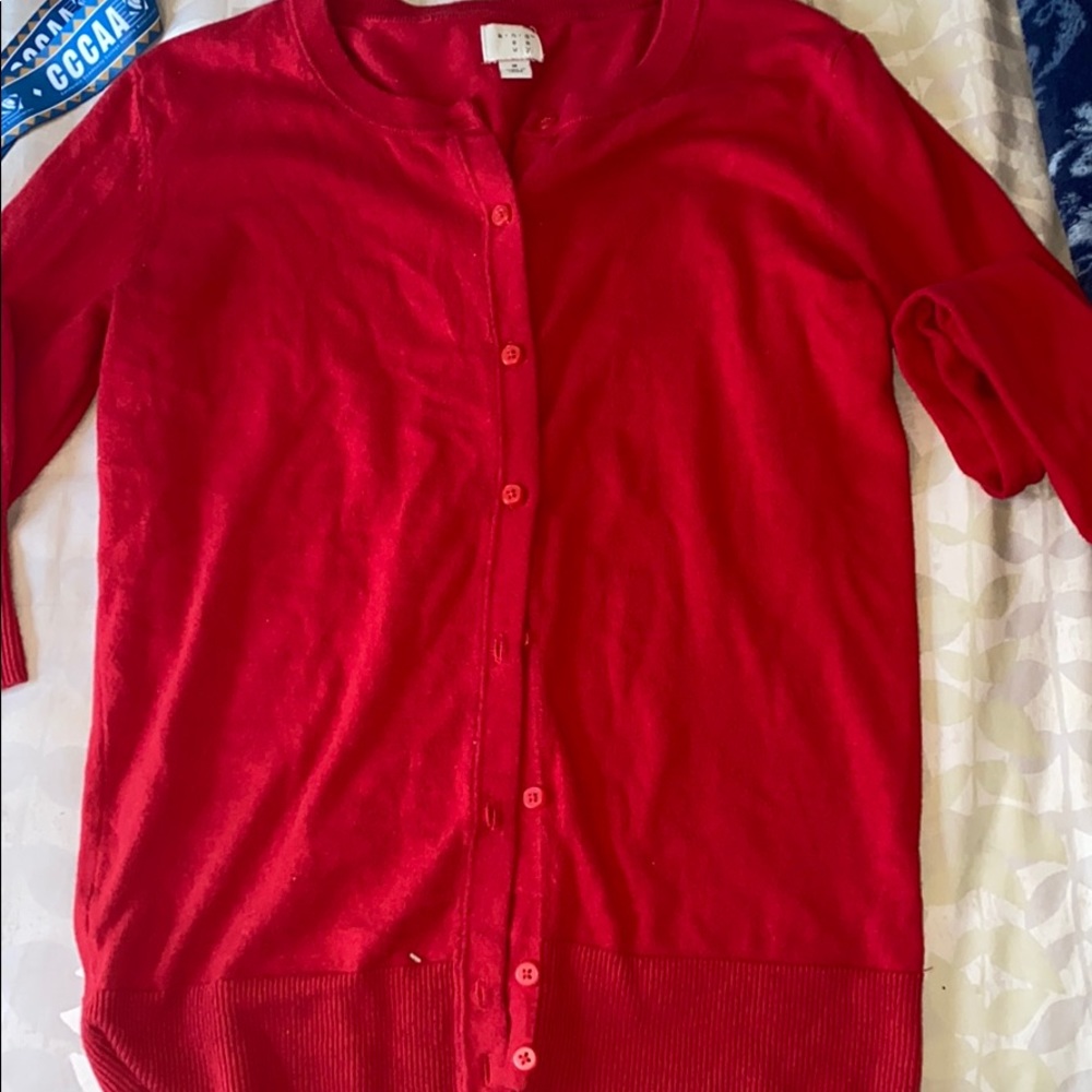 Red Cardigan Button Up